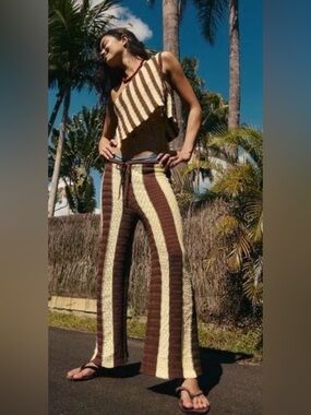 Free people free est Joan fauxchet crochet stripe set NWOT